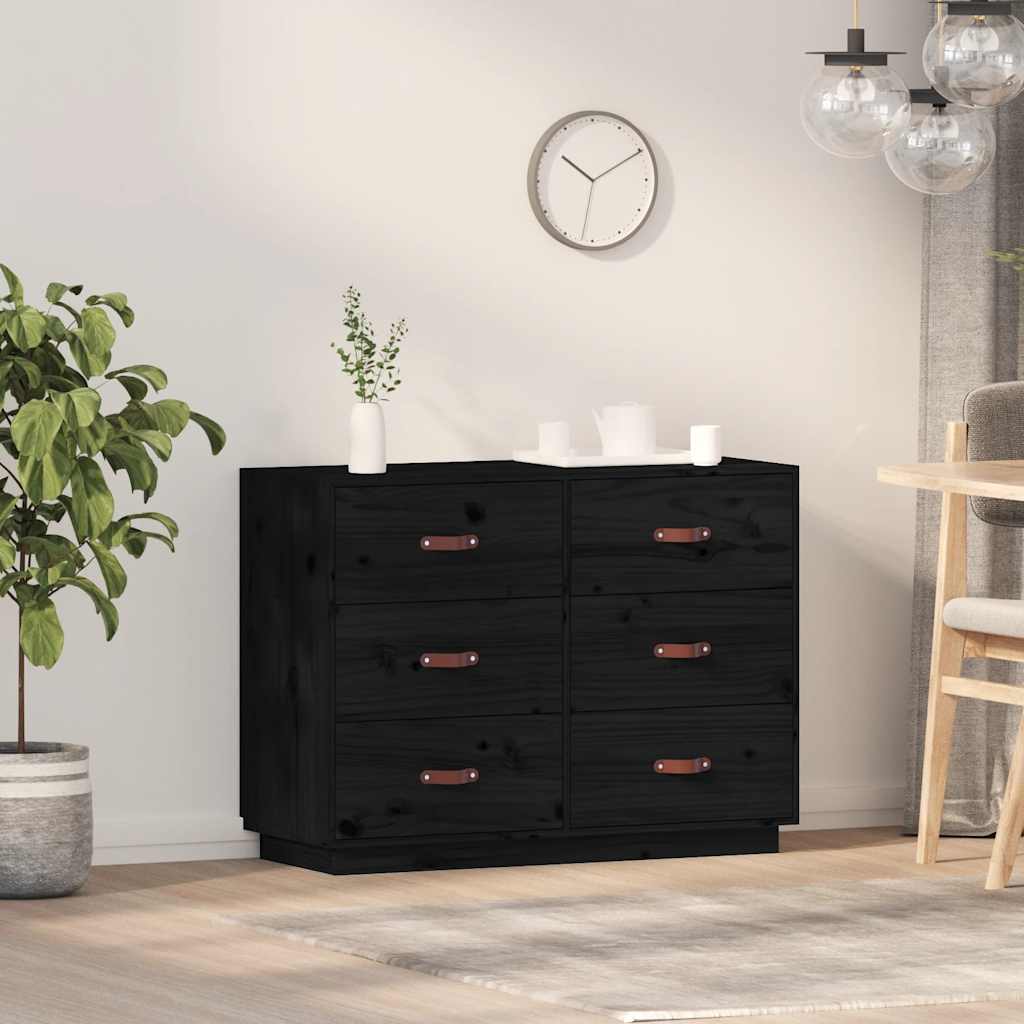 Vidaxl dressoir 100x40x75 cm massief grenenhout zwart