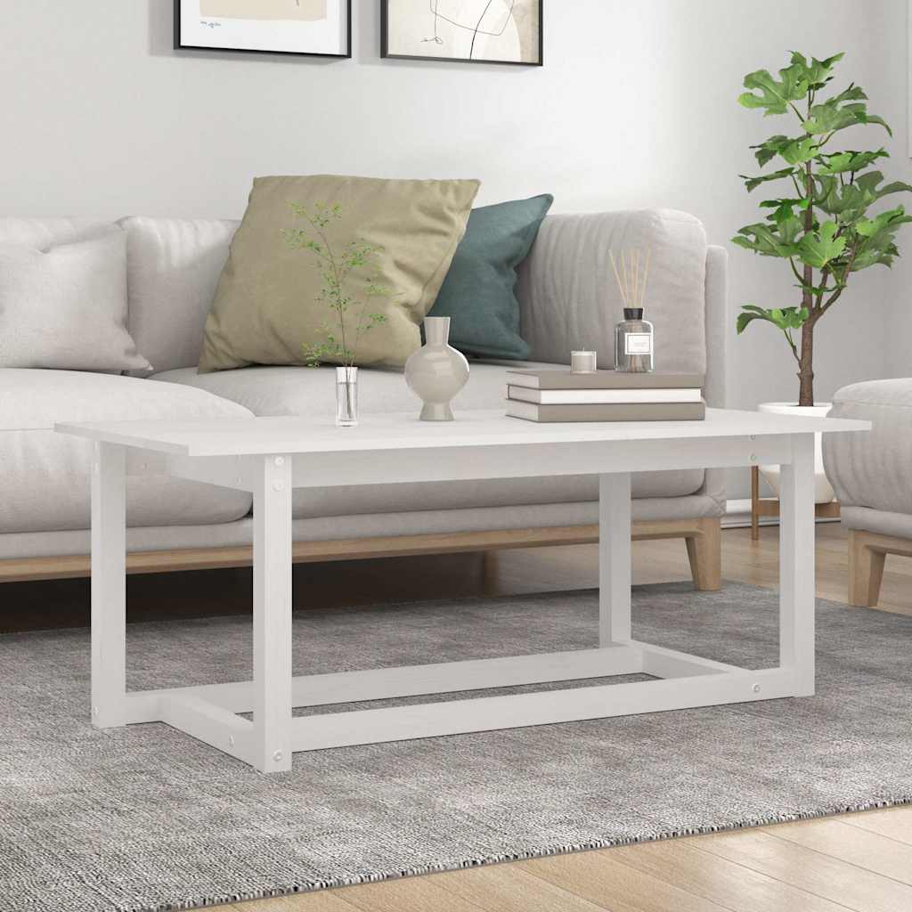 Vidaxl salontafel 110x55x45 cm massief grenenhout wit