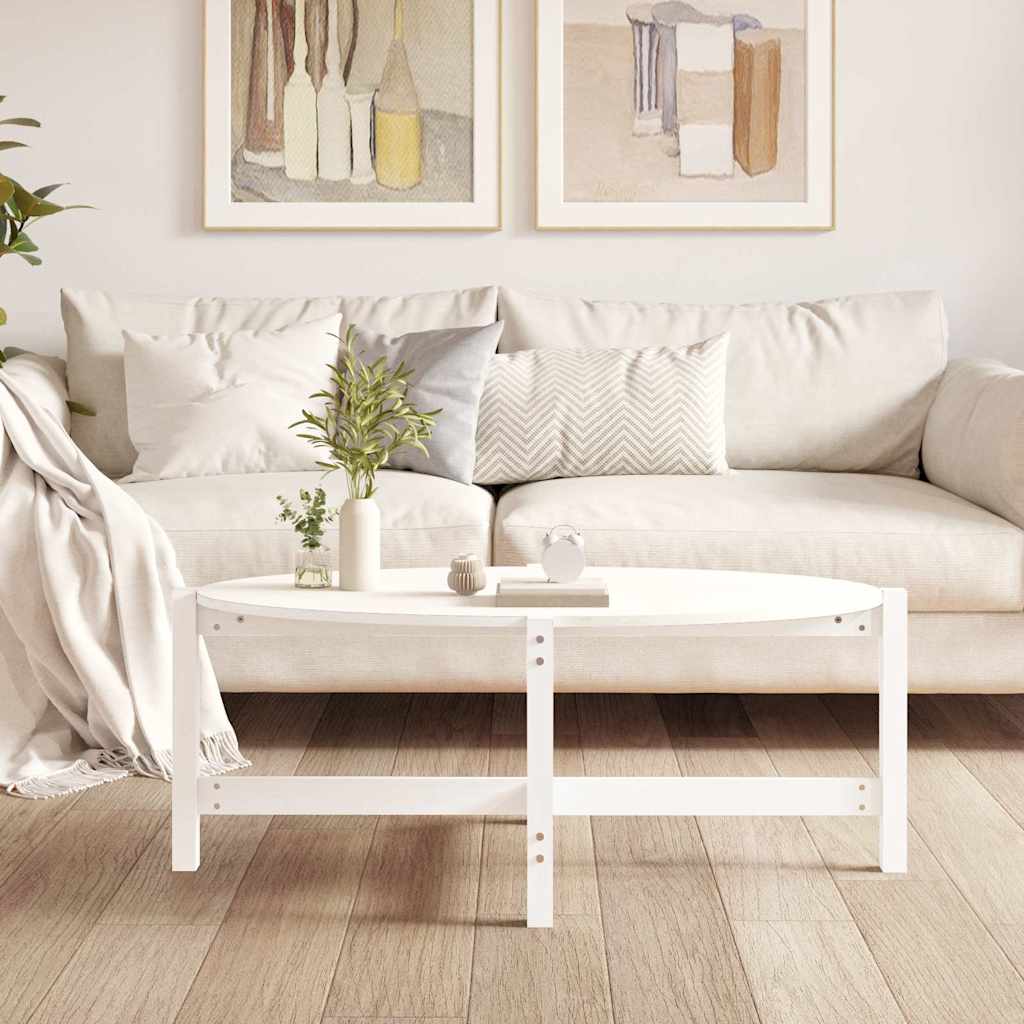 Vidaxl salontafel 118x63x45 cm massief grenenhout wit