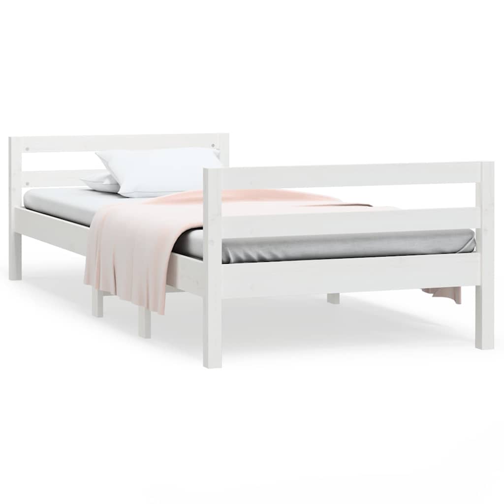 Vidaxl bedframe zonder matras massief grenenhout wit 75x190 cm