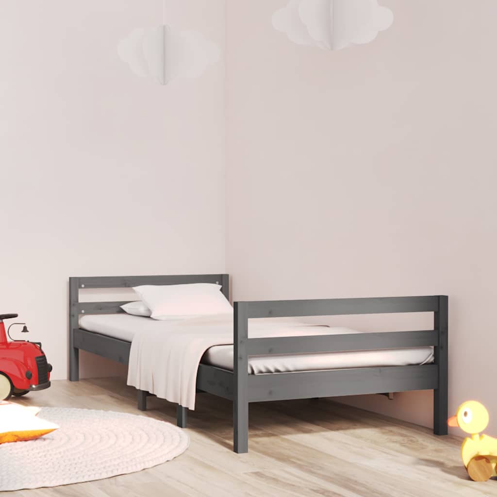 Vidaxl bedframe 75x190 cm massief grenenhout grijs