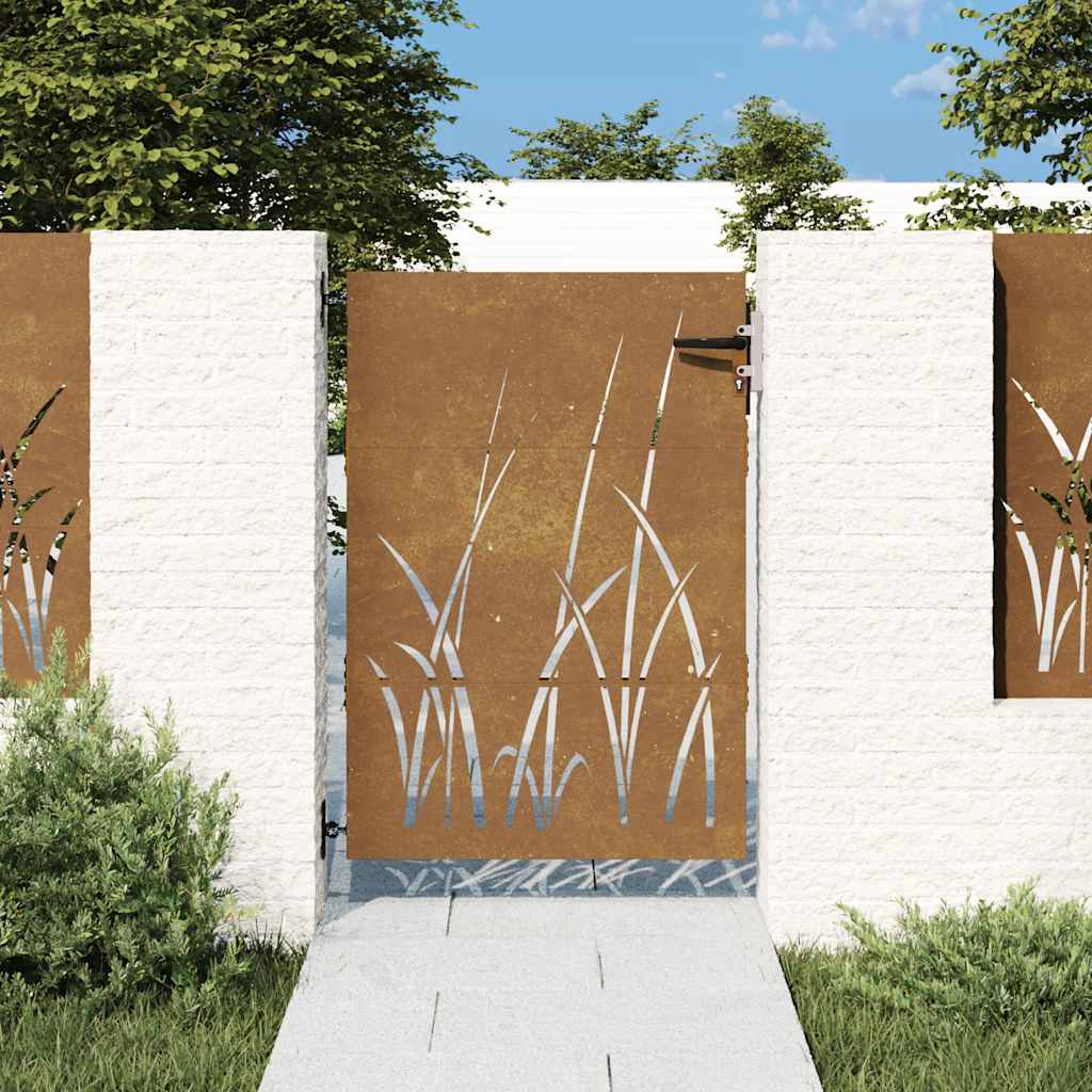 Vidaxl poort 85x150 cm grasontwerp cortenstaal