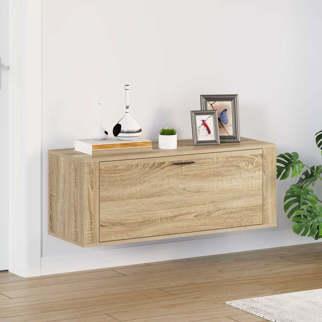 Vidaxl wandschoenenkast 100x35x38 cm bewerkt hout sonoma eiken