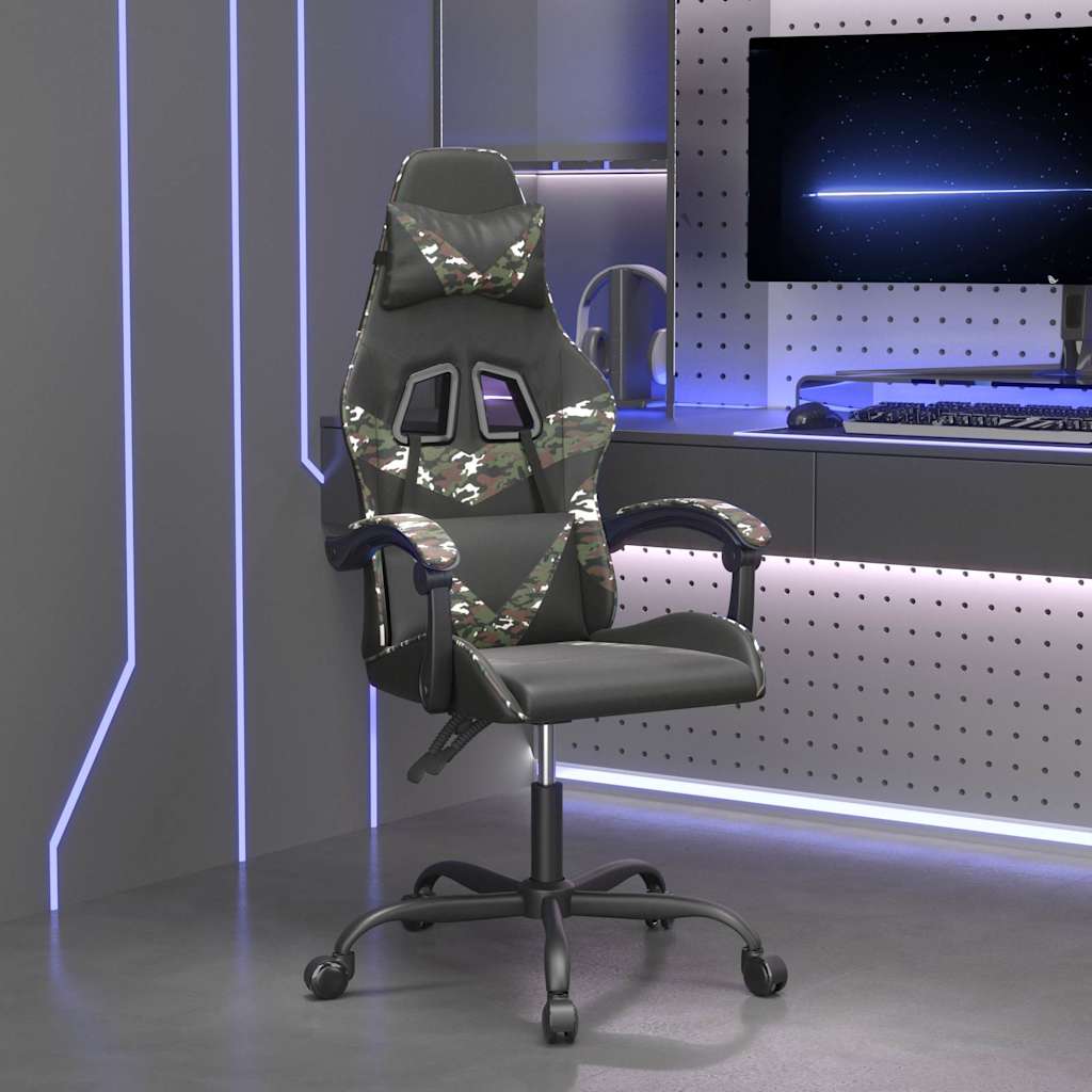 Vidaxl gamestoel kunstleer zwart en camouflage