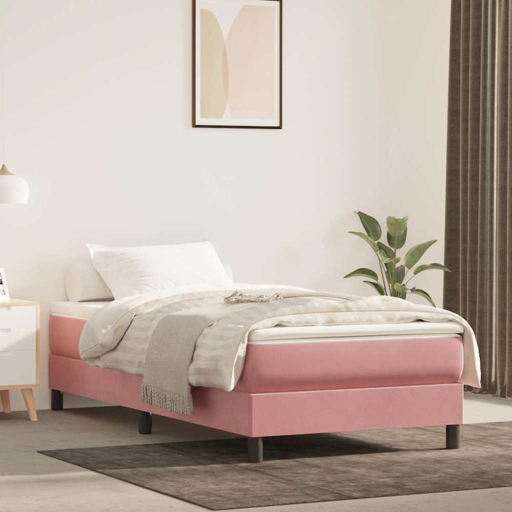 Vidaxl boxspring bed fluweel roze 90x200 cm