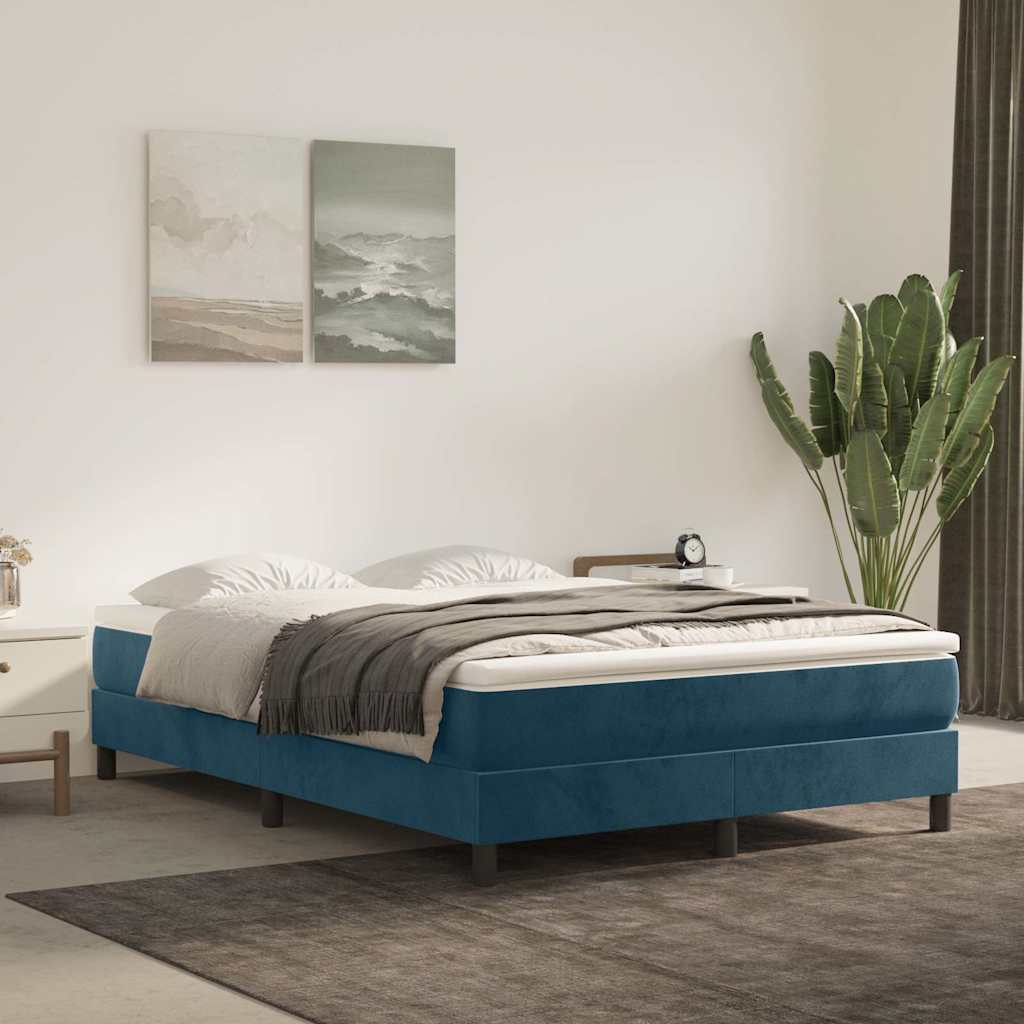 Vidaxl boxspring bed 140x190 cm fluweel donkerblauw