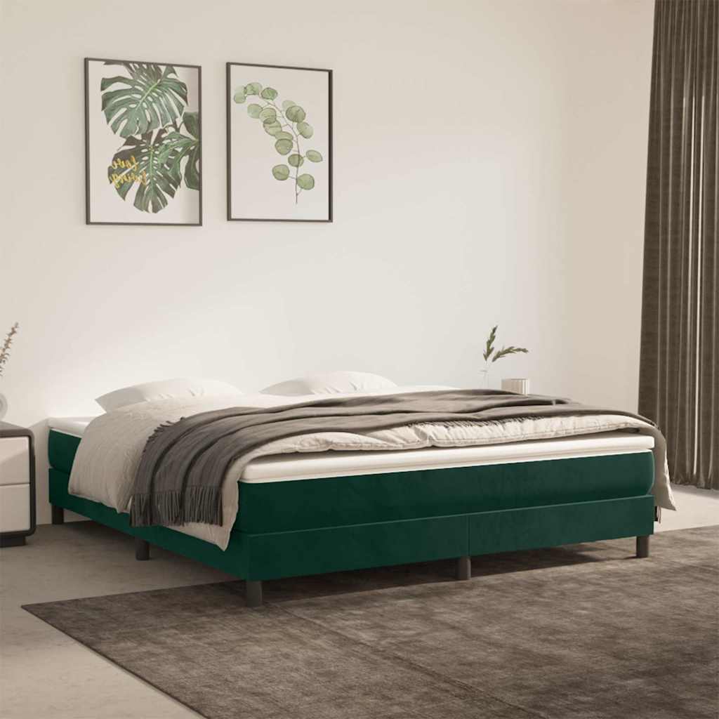 Vidaxl boxspring bed 160x200 cm fluweel donkergroen
