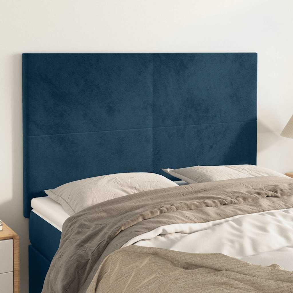 Vidaxl hoofdbord donkerblauw 144x5x118 128 cm fluweel