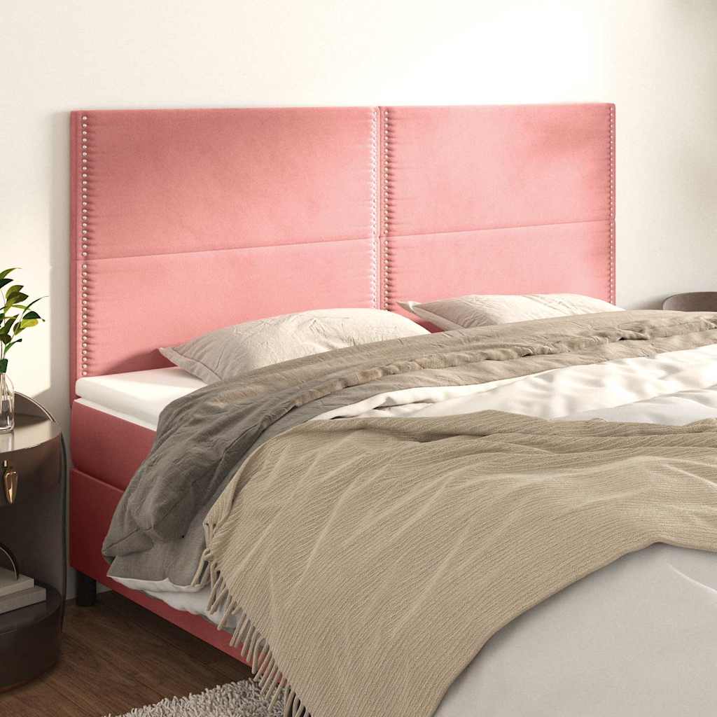 Vidaxl hoofdbord roze 200x5x118 128 cm fluweel