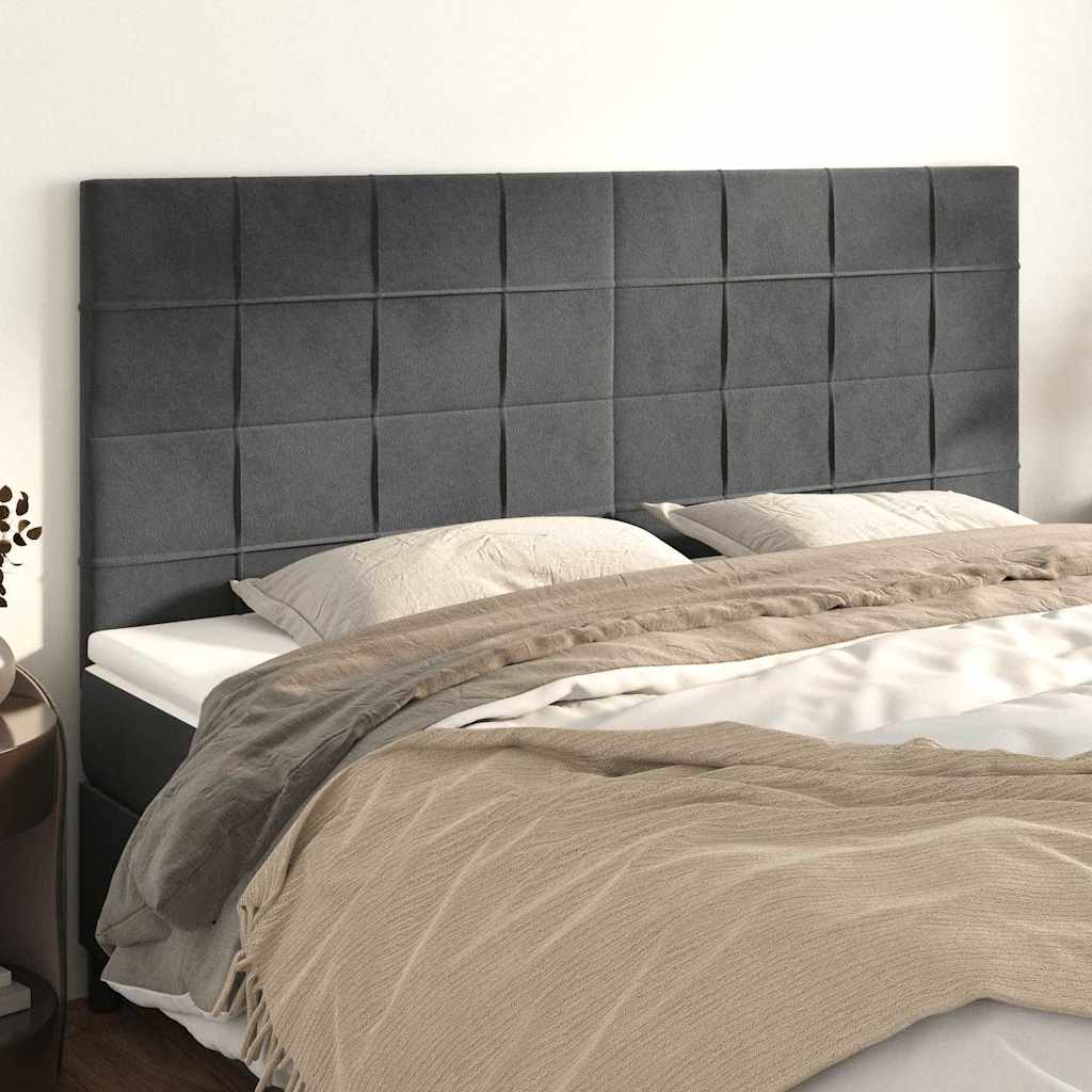 Vidaxl hoofdbord donkergrijs 200x5x118 128 cm fluweel
