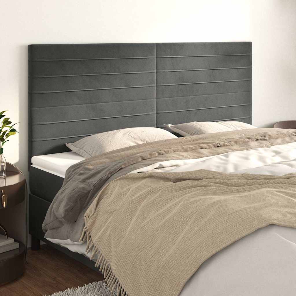 Vidaxl hoofdbord donkergrijs 180x5x118 128 cm fluweel