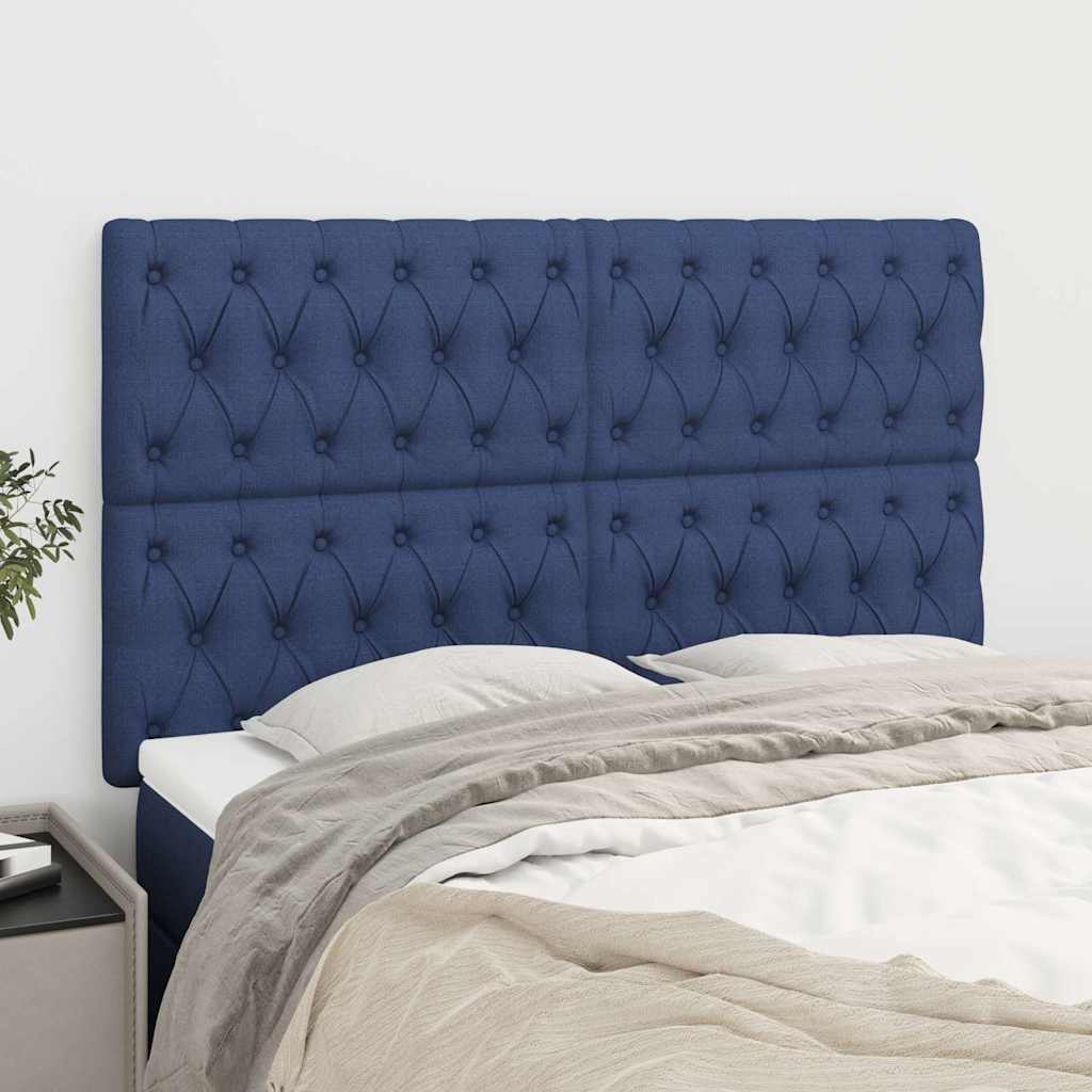 Vidaxl hoofdbord blauw 144x7x118 128 cm stof