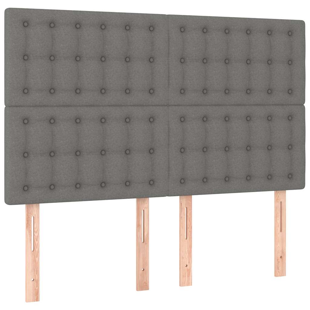 Vidaxl hoofdbord donkergrijs 144x5x118 128 cm stof