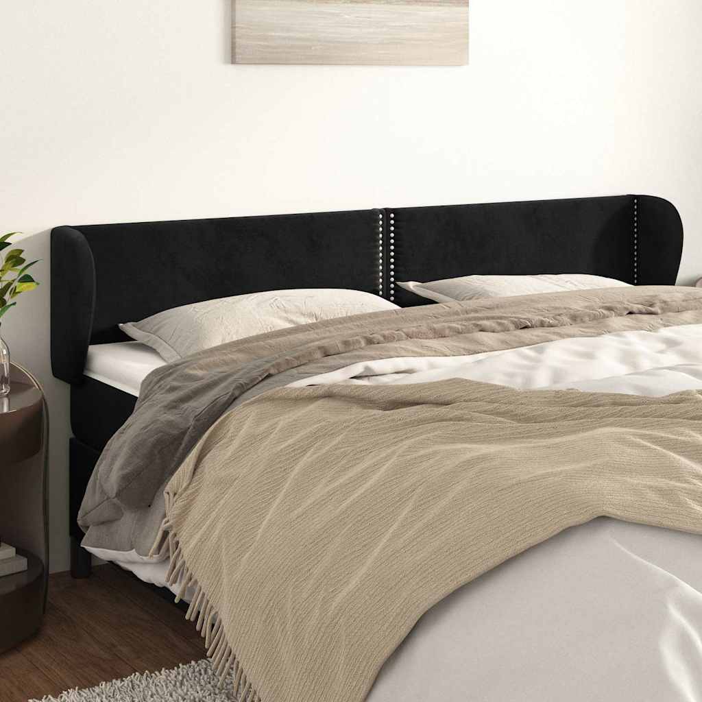 Vidaxl hoofdbord met randen 183x23x78 88 cm fluweel zwart