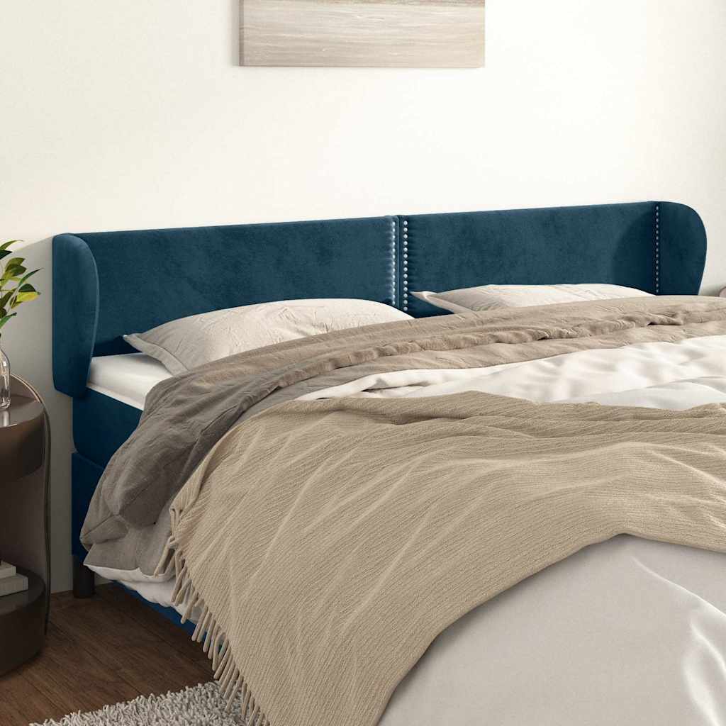 Vidaxl hoofdbord met randen 183x23x78 88 cm fluweel donkerblauw