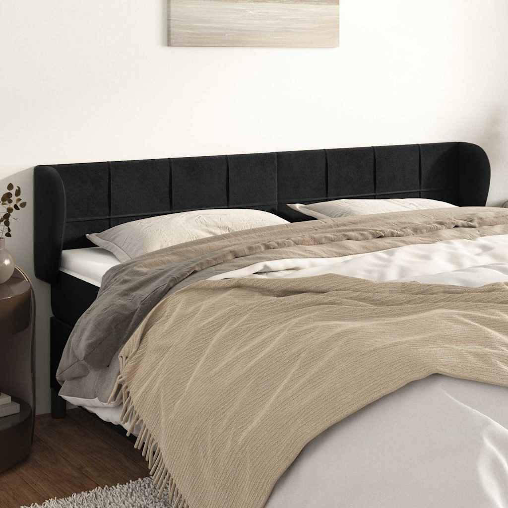 Vidaxl hoofdbord met randen 183x23x78 88 cm fluweel zwart