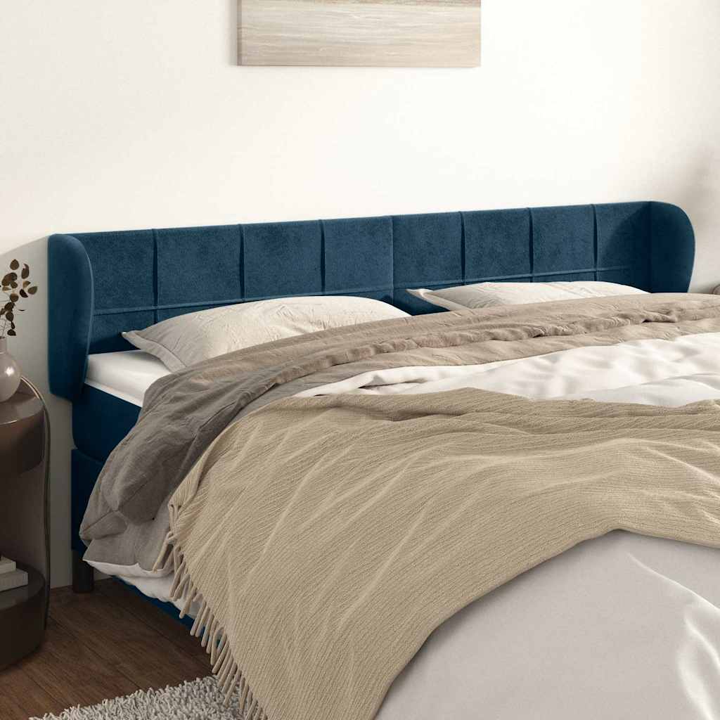 Vidaxl hoofdbord met randen 183x23x78 88 cm fluweel donkerblauw