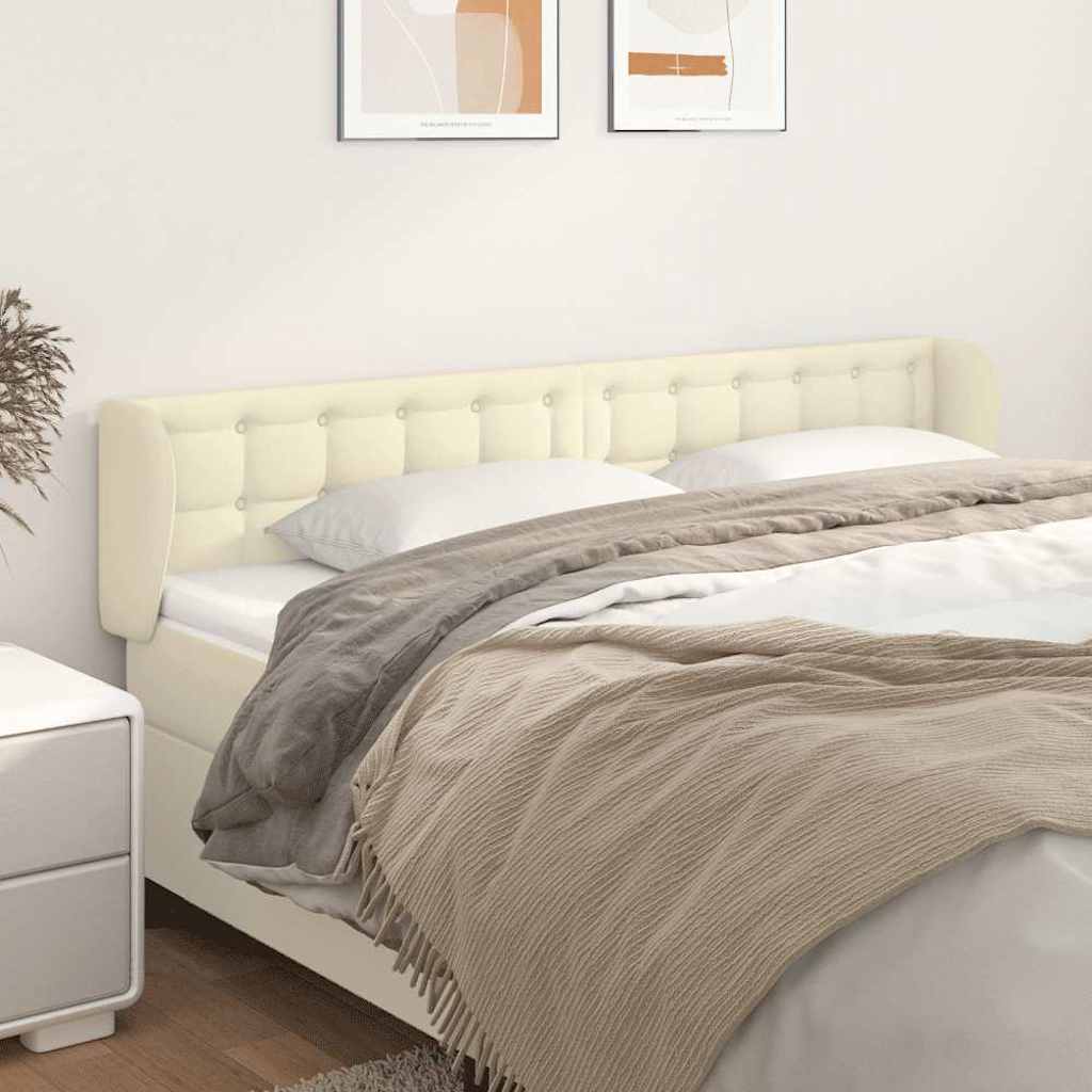 Vidaxl hoofdbord met randen 203x23x78 88 cm kunstleer crèmekleurig