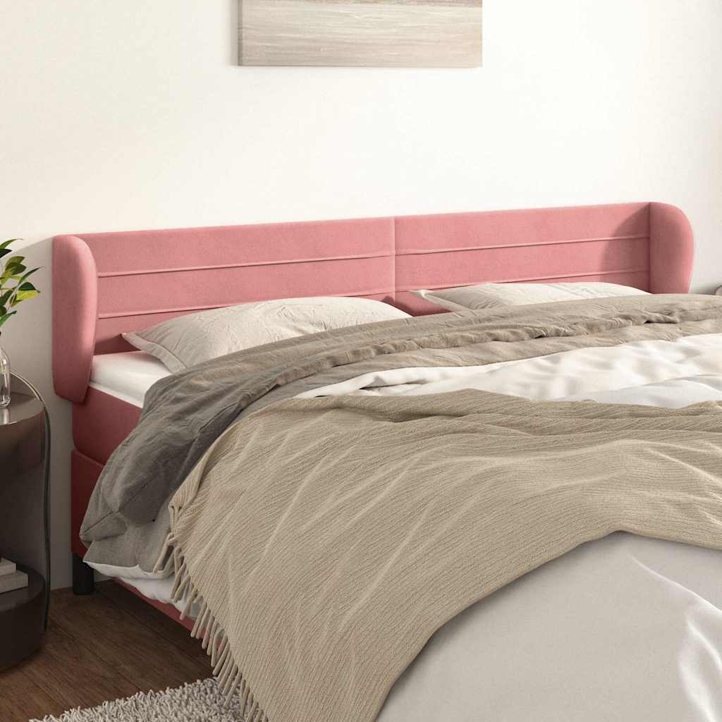 Vidaxl hoofdbord met randen 183x23x78 88 cm fluweel roze