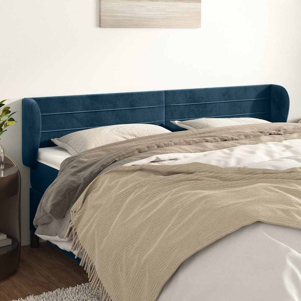 Vidaxl hoofdbord met randen 203x23x78 88 cm fluweel donkerblauw