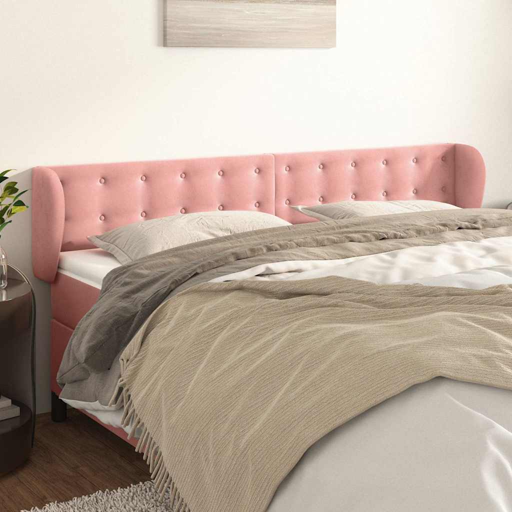 Vidaxl hoofdbord met randen 163x23x78 88 cm fluweel roze