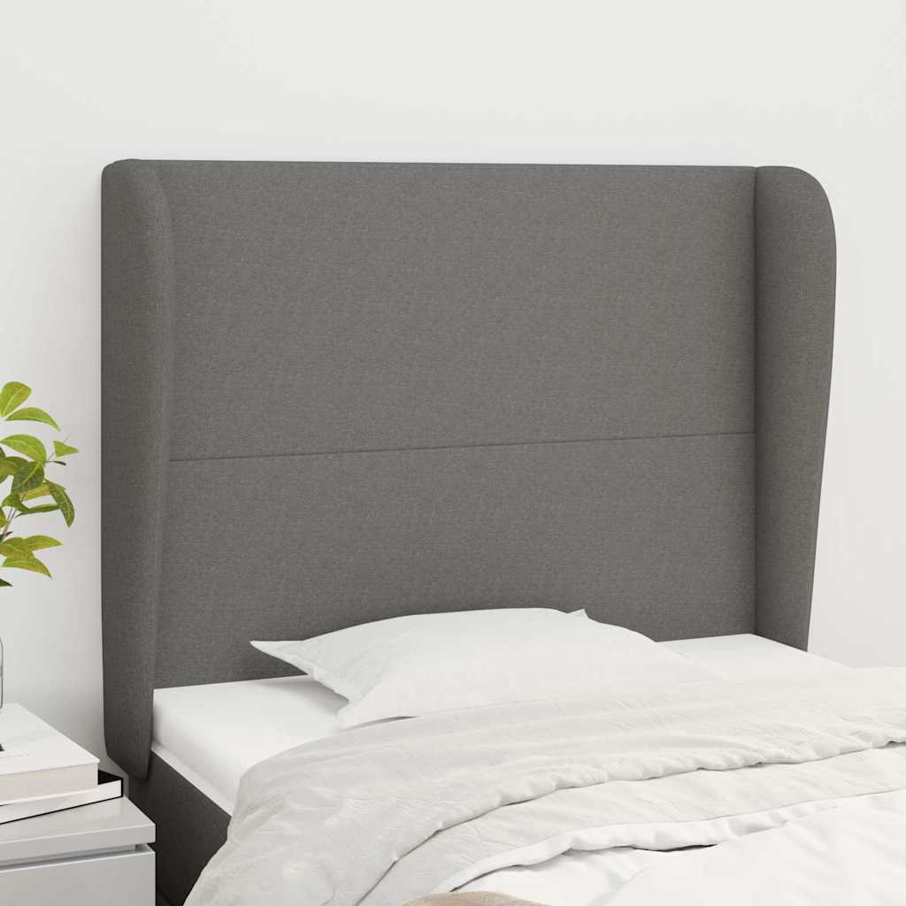 Vidaxl hoofdbord met randen 93x23x118 128 cm stof donkergrijs