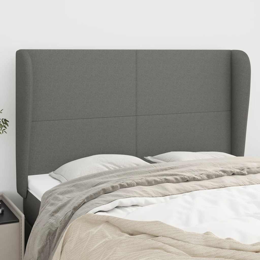 Vidaxl hoofdbord met randen 147x23x118 128 cm stof donkergrijs