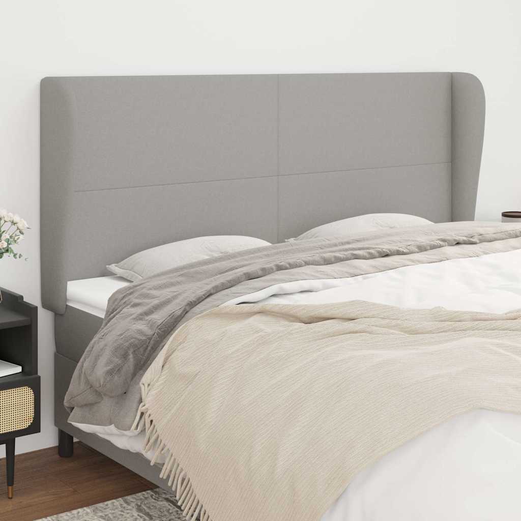 Vidaxl hoofdbord met randen 203x23x118 128 cm stof lichtgrijs