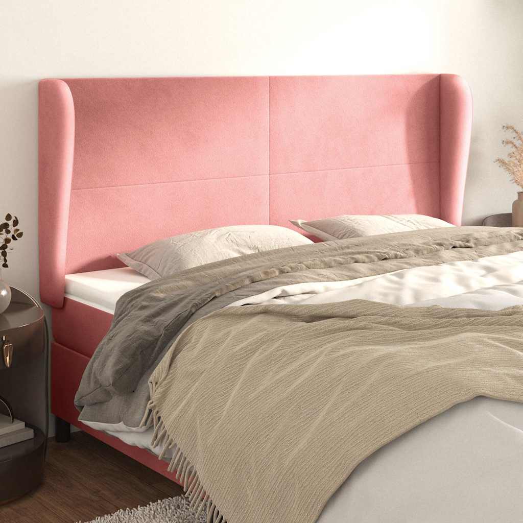 Vidaxl hoofdbord met randen 203x23x118 128 cm fluweel roze