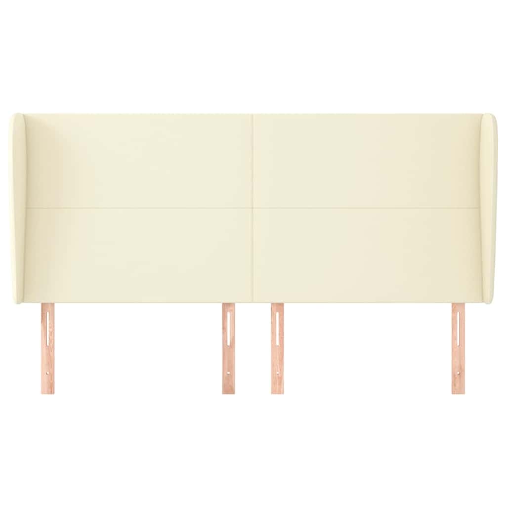 Vidaxl hoofdbord met randen 163x23x118 128 cm kunstleer crèmekleurig