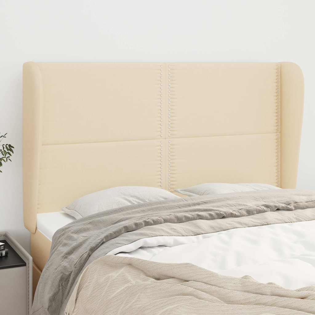 Vidaxl hoofdbord met randen 147x23x118 128 cm stof crèmekleurig