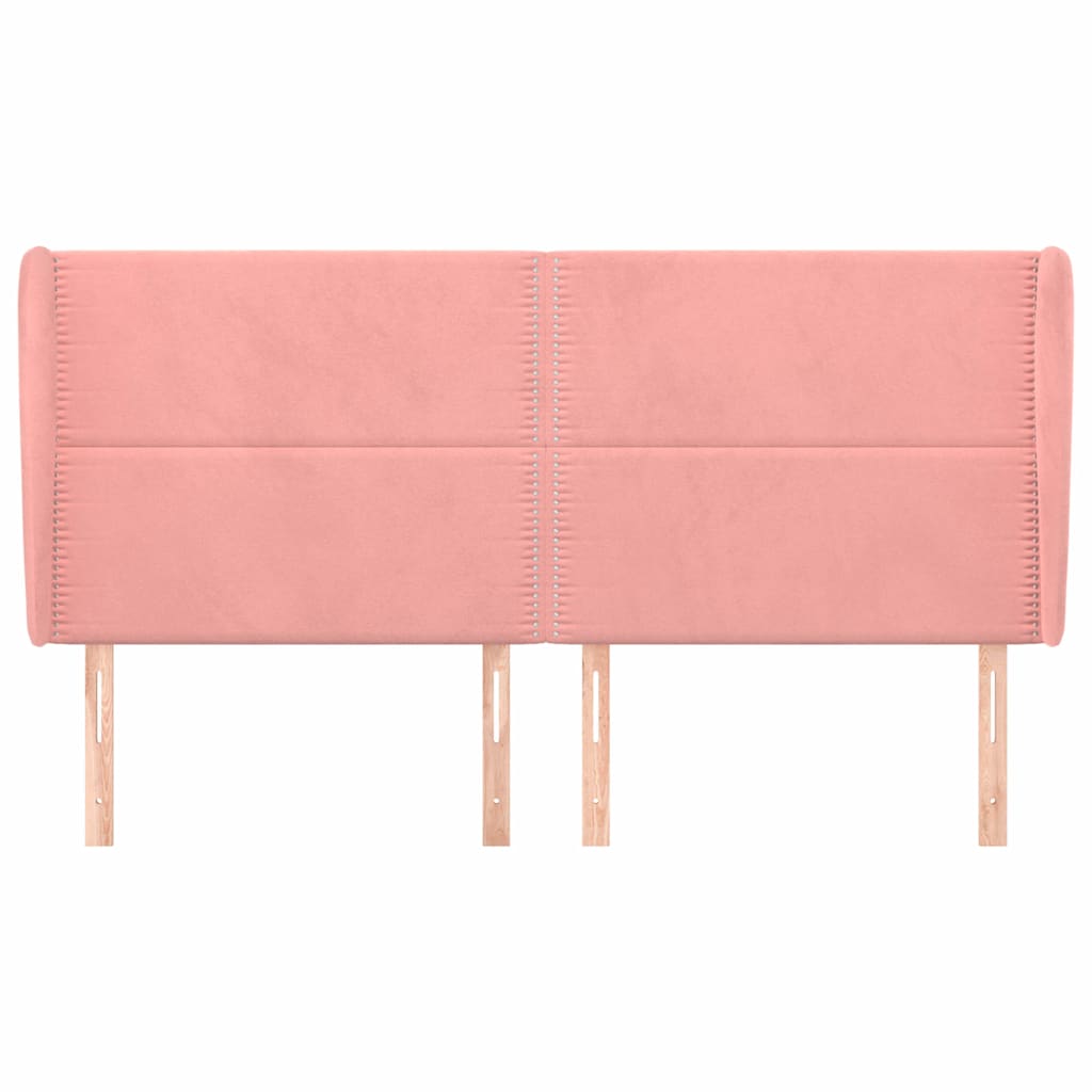 Vidaxl hoofdbord met randen 203x23x118 128 cm fluweel roze