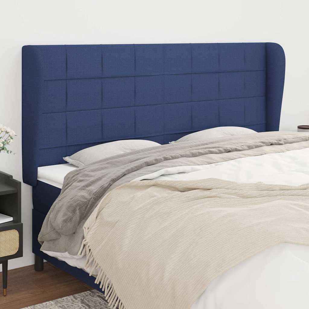 Vidaxl hoofdbord met randen 183x23x118 128 cm stof blauw