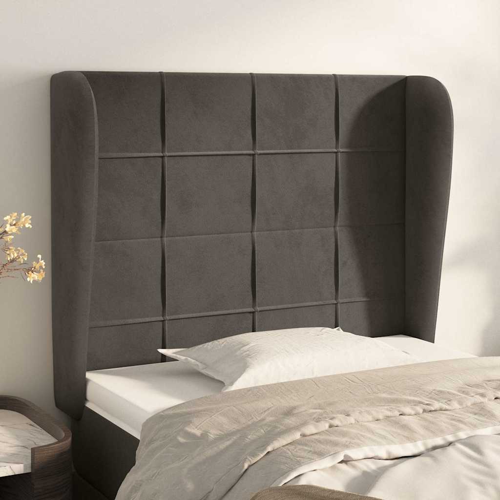 Vidaxl hoofdbord met randen 103x23x118 128 cm fluweel donkergrijs