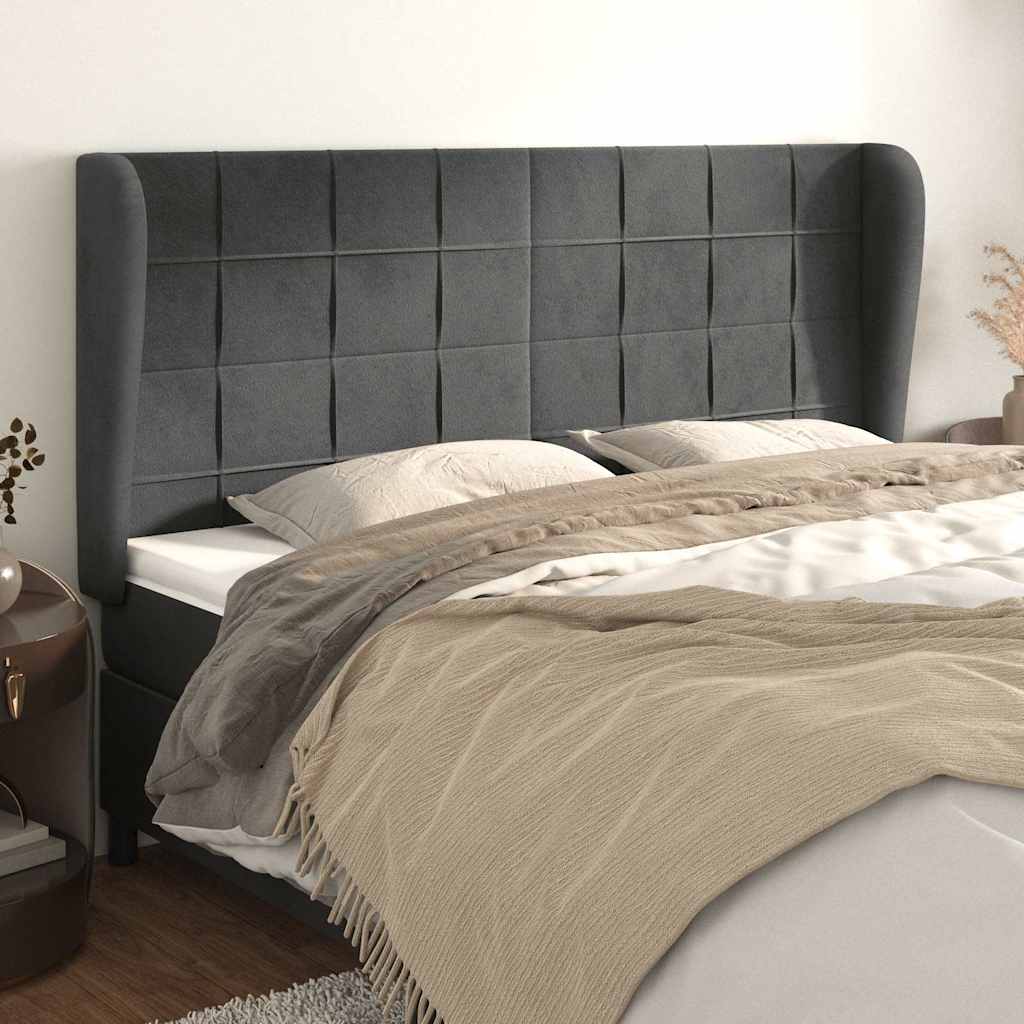 Vidaxl hoofdbord met randen 163x23x118 128 cm fluweel zwart