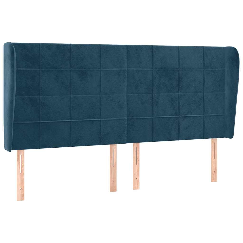 Vidaxl hoofdbord met randen 203x23x118 128 cm fluweel donkerblauw