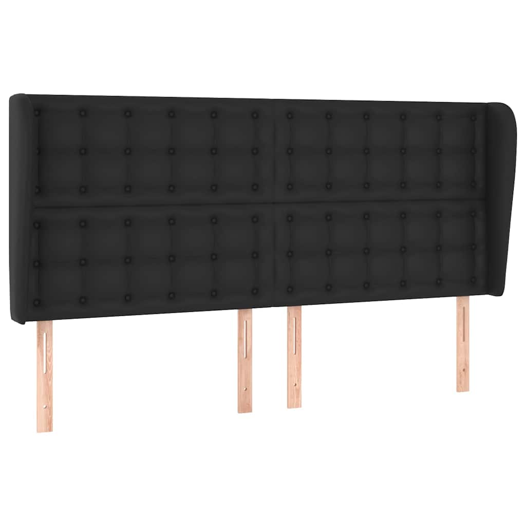 Vidaxl hoofdbord met randen 203x23x118 128 cm kunstleer zwart
