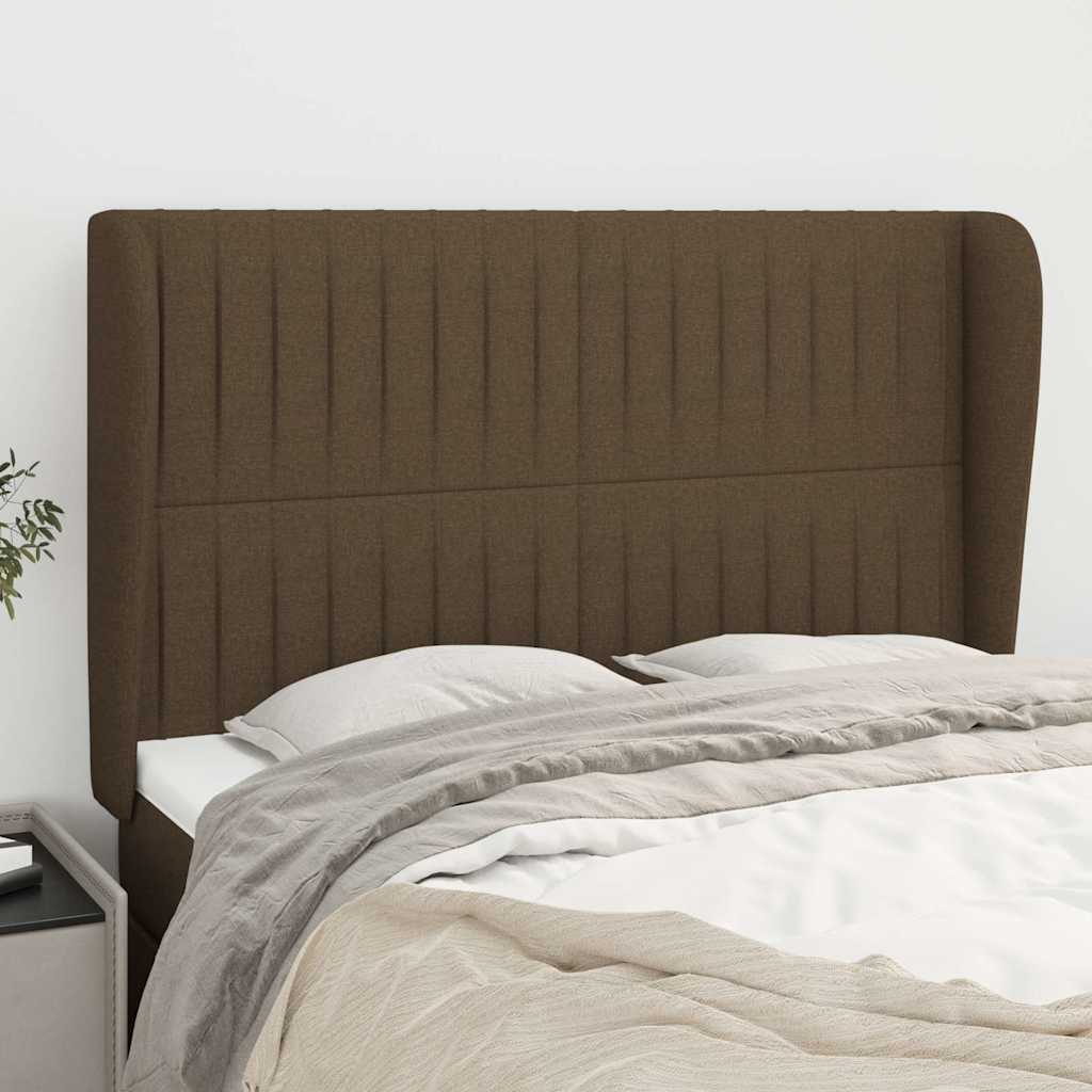 Vidaxl hoofdbord met randen 147x23x118 128 cm stof donkerbruin