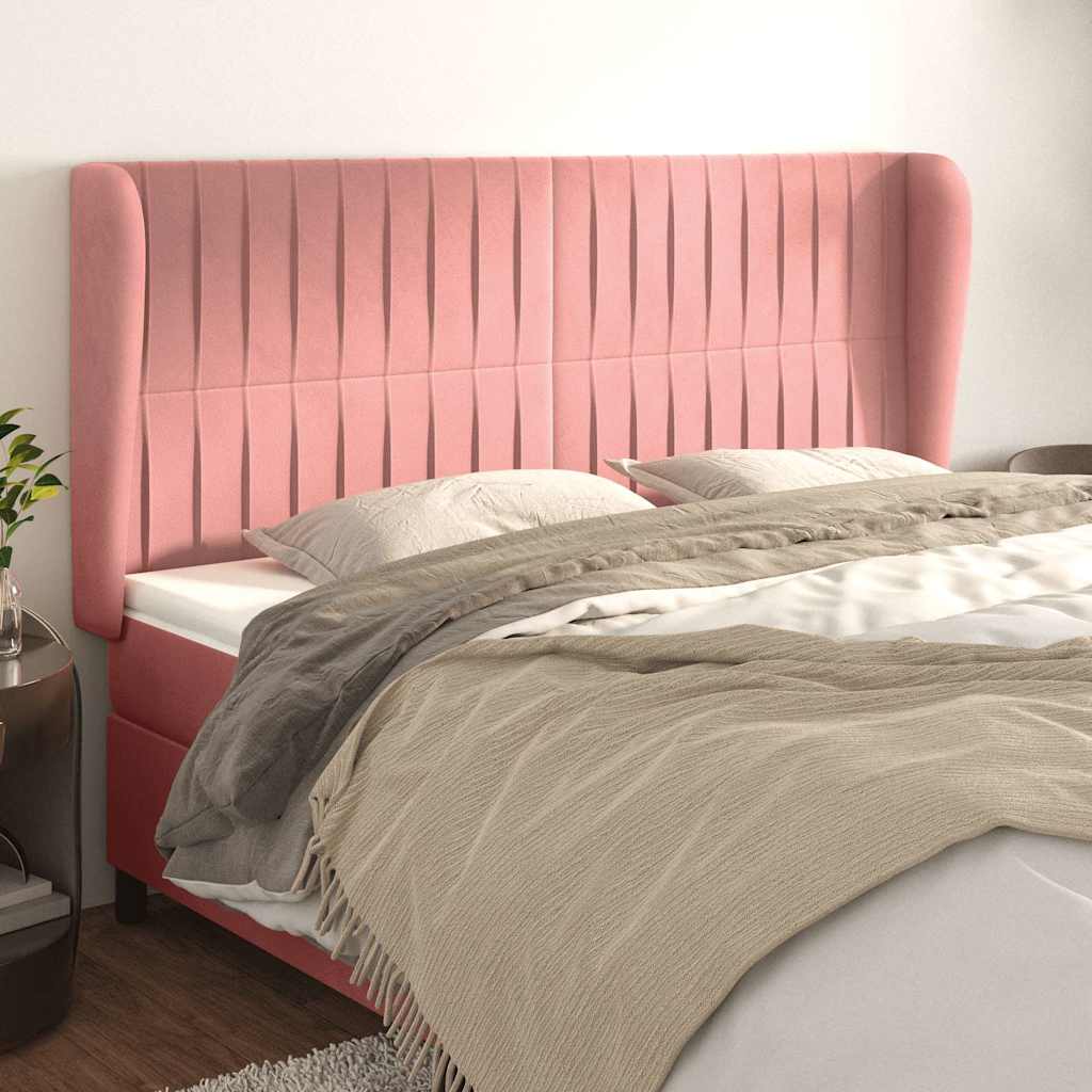 Vidaxl hoofdbord met randen 163x23x118 128 cm fluweel roze