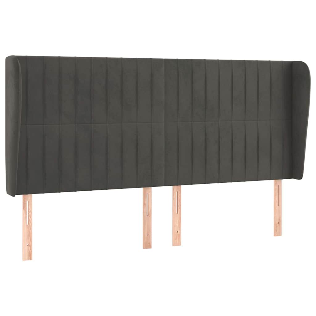 Vidaxl hoofdbord met randen 183x23x118 128 cm fluweel donkergrijs