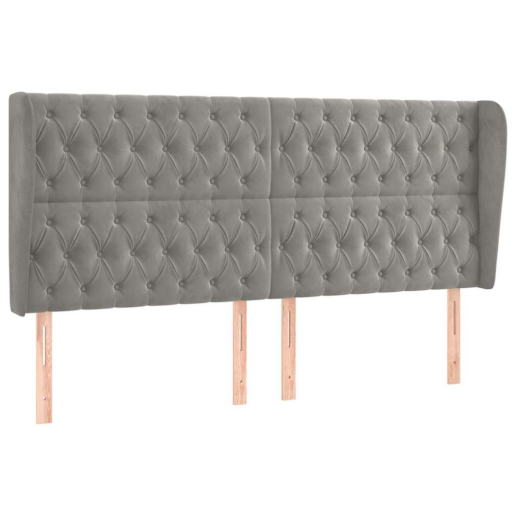 Vidaxl hoofdbord met randen 183x23x118 128 cm fluweel lichtgrijs