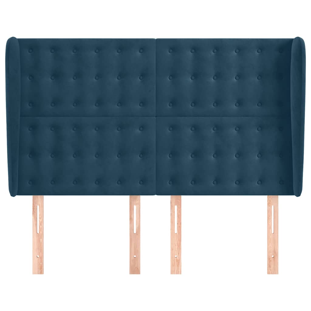 Vidaxl hoofdbord met randen 147x23x118 128 cm fluweel donkerblauw