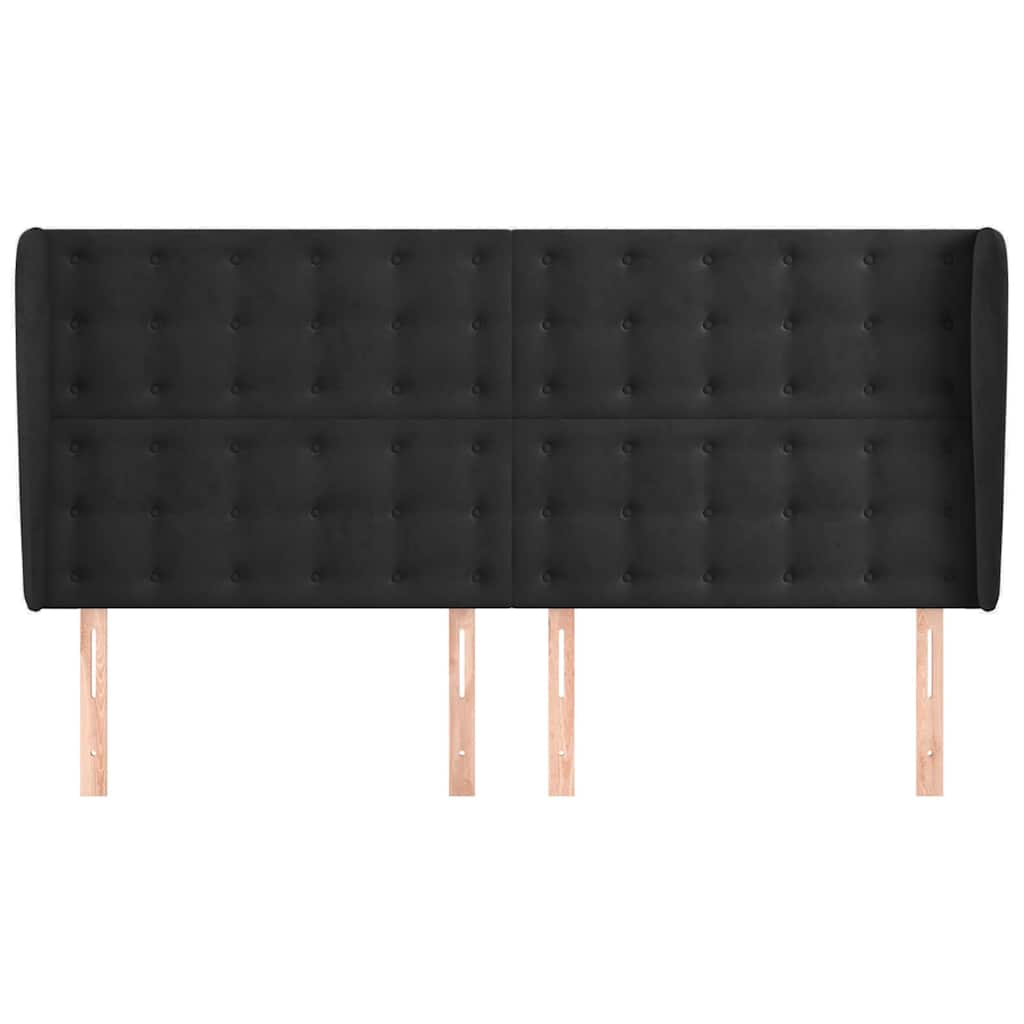 Vidaxl hoofdbord met randen 163x23x118 128 cm fluweel zwart