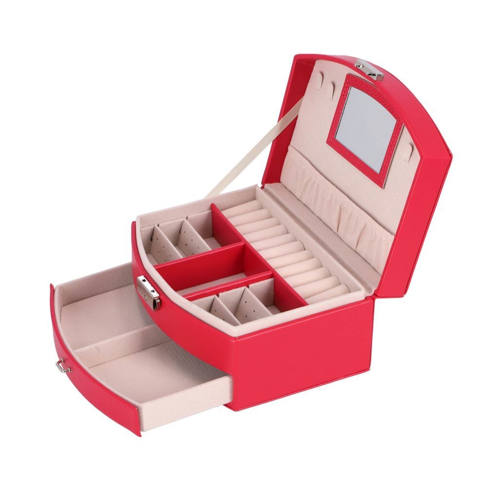 Ottosimon juwelenbox deluxe roze sieradendoosje met spiegel en lade.