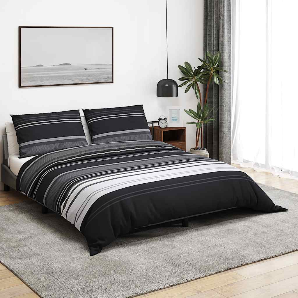 Vidaxl dekbedovertrekset 260x240 cm katoen zwart en wit