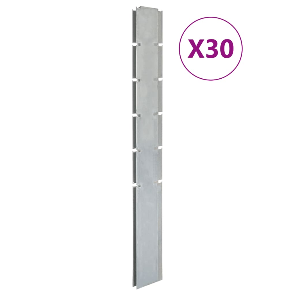 VidaXL Schuttingpalen 30 st 160 cm gegalvaniseerd staal zilverkleurig