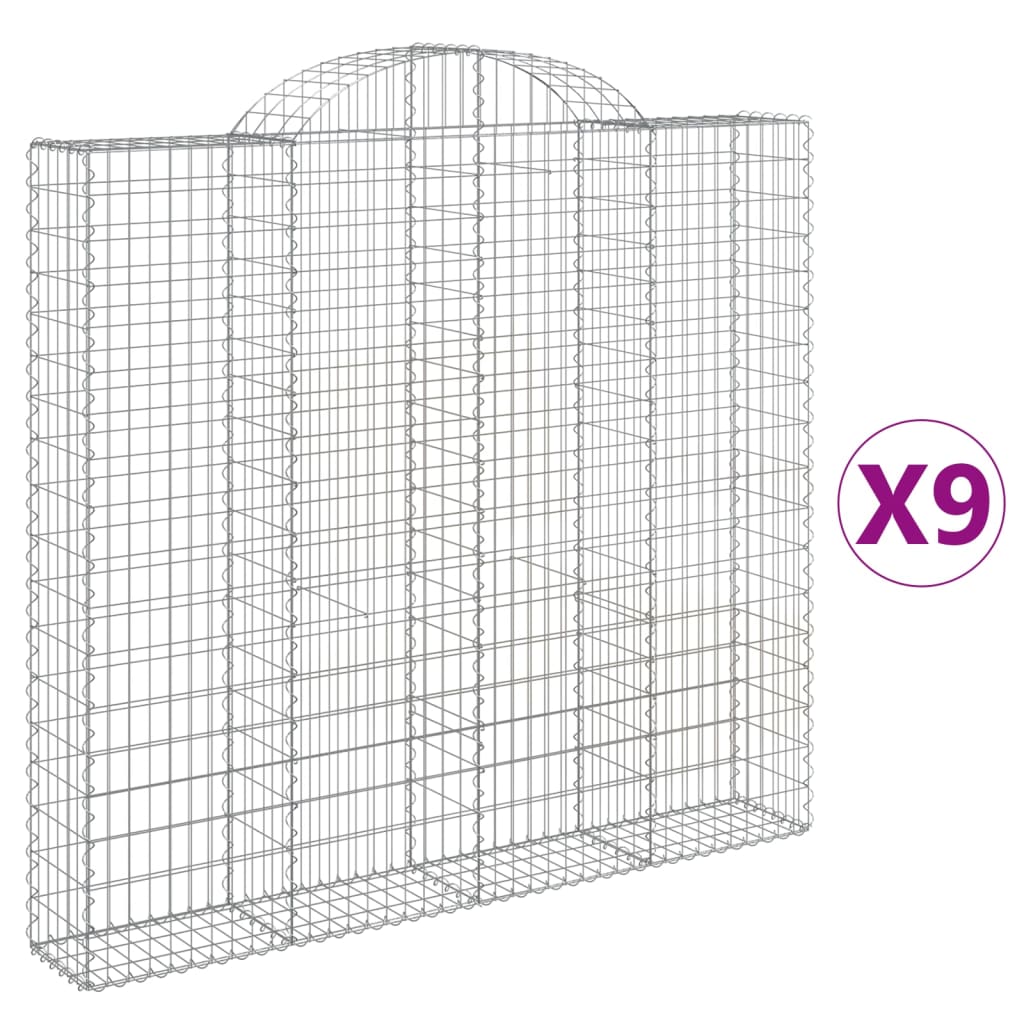 VidaXL Schanskorven 9 st gewelfd 200x30x180 200 cm ijzer