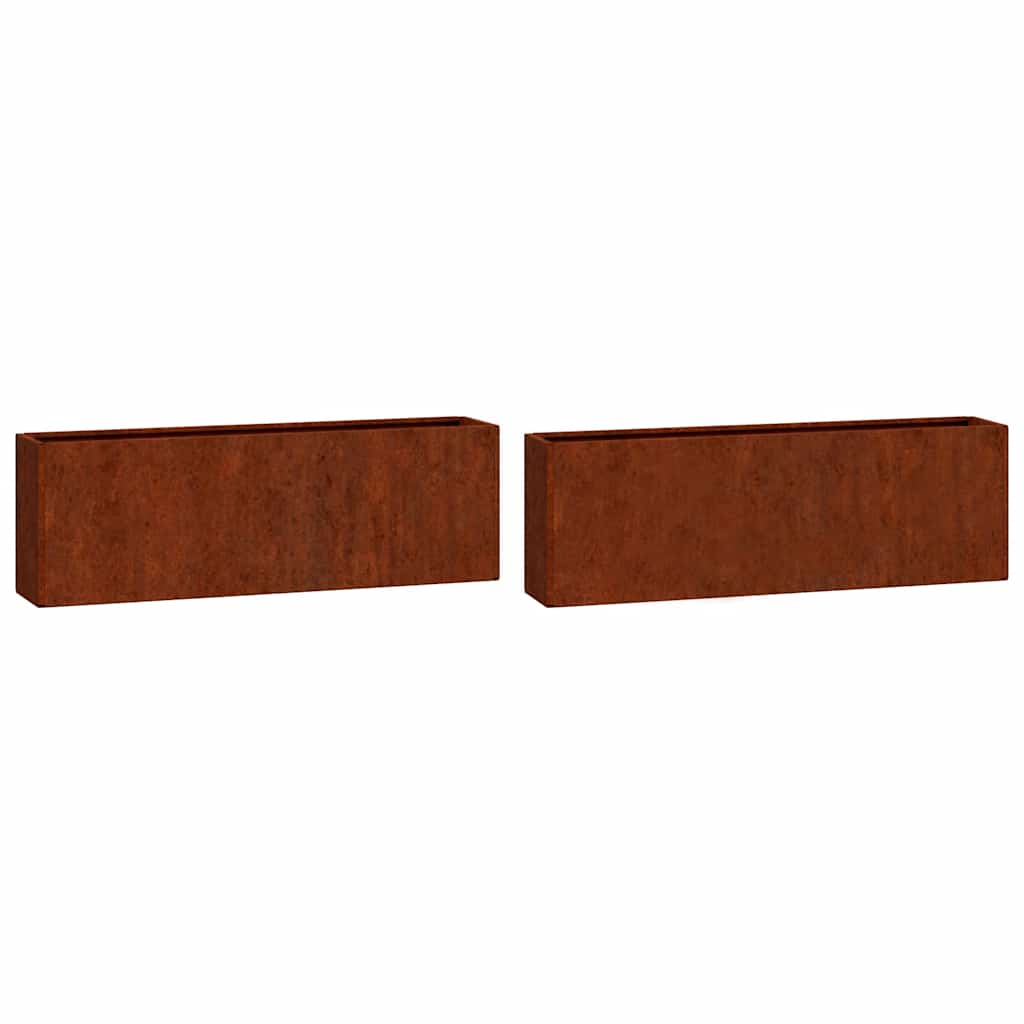 Vidaxl plantenbakken wandmontage 2 st 53x10x17 cm cortenstaal roestig