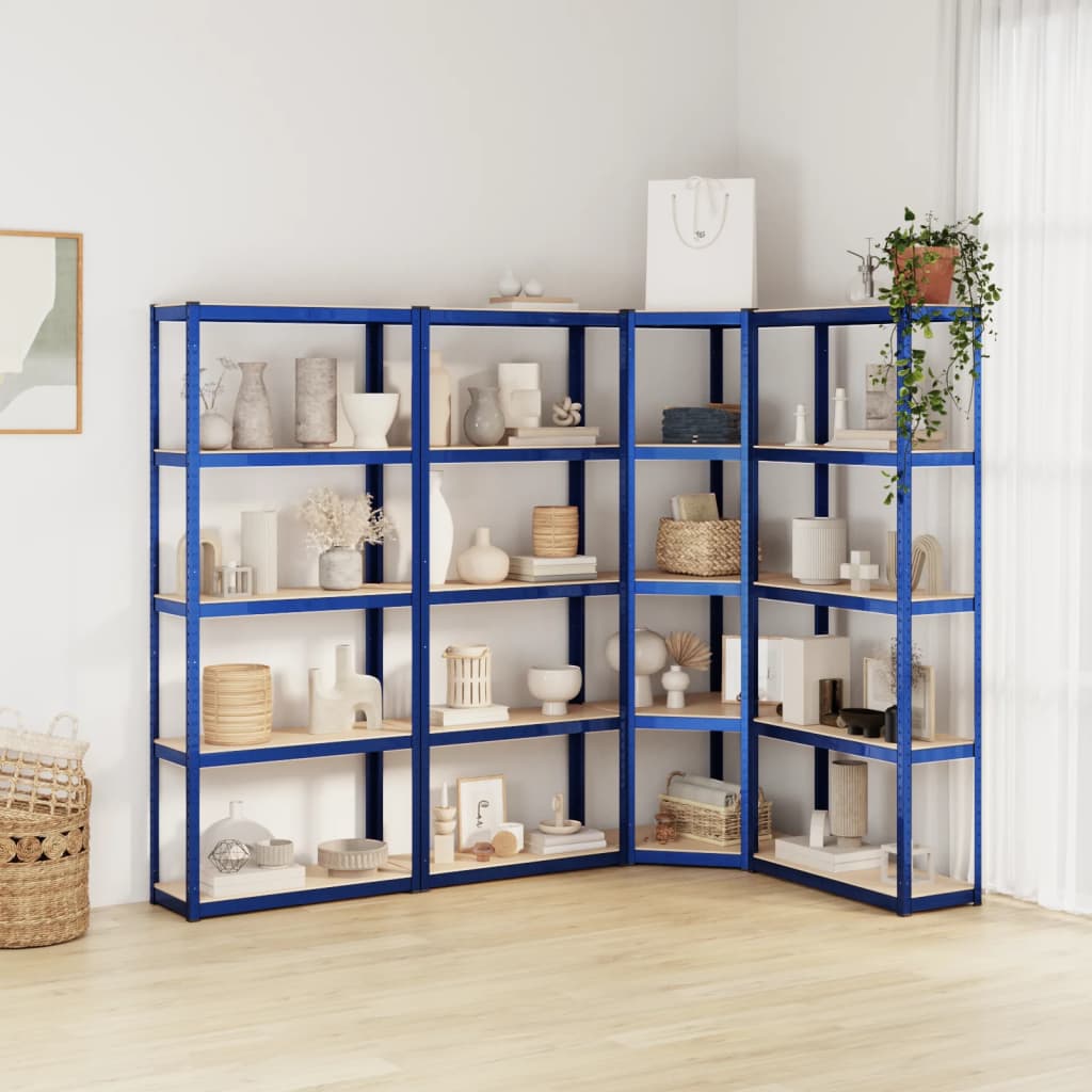 VidaXL Opbergrek 5-laags 4 st staal bewerkt hout blauw