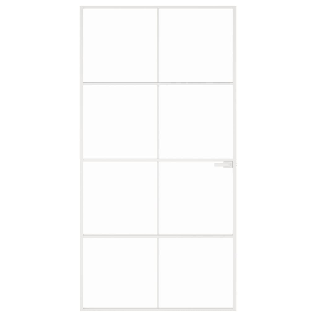 VidaXL Binnendeur 102x201,5 cm gehard glas en aluminium smal wit
